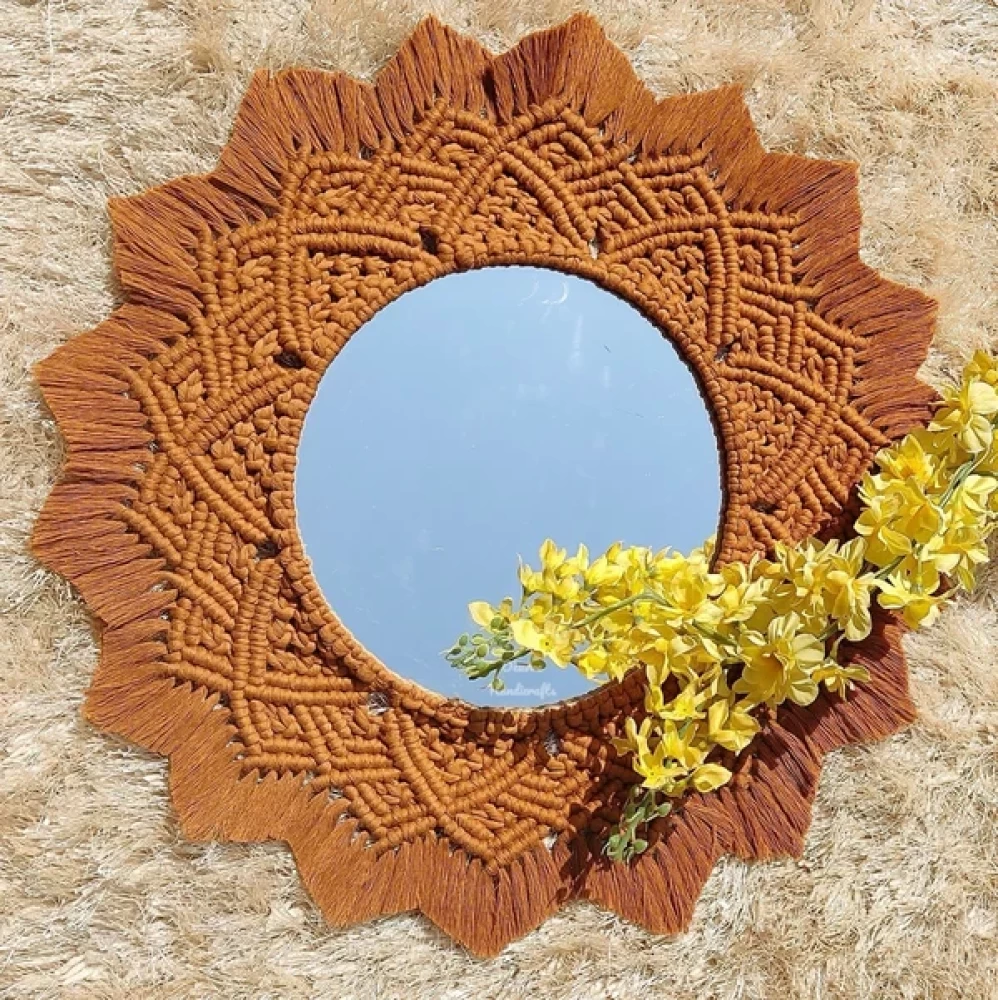Brown Macrame Handcrafted Mirror