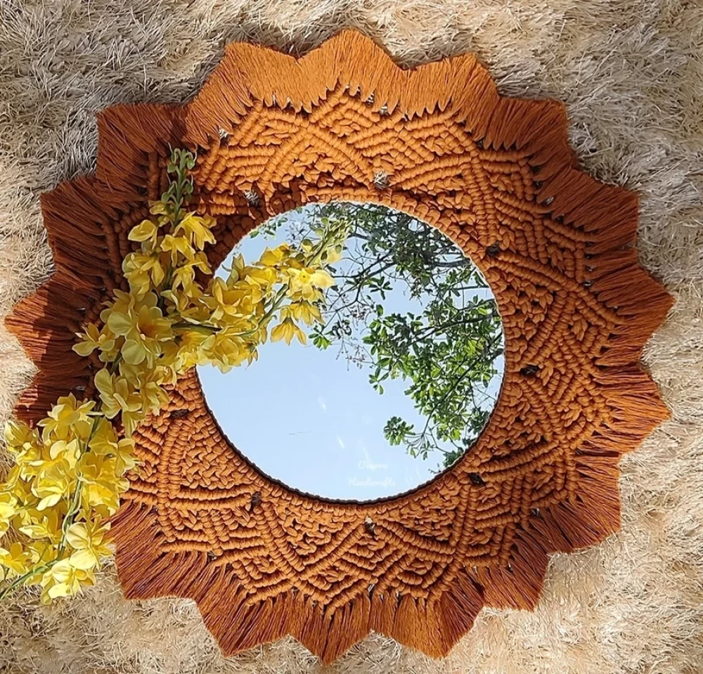Brown Macrame Handcrafted Mirror