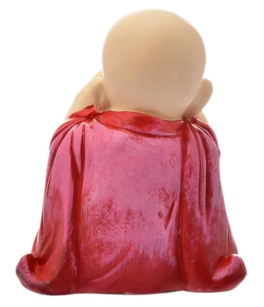 Karigaari India Handcrafted Resine See No Evil Buddha Monk Idol Sculpture | Showpiece for Home Décor and Office